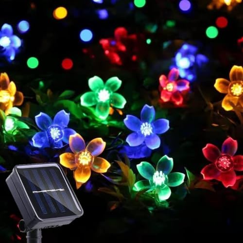 AERYS 75 Flower LED Fairy String Solar Silicon Flower 10 Meter Waterproof 8 Mode Outdoor/Indoor Waterproof Solar Powered Led String Light, Decorations for Garden Yard Balcony (Multicolor) - Image 1