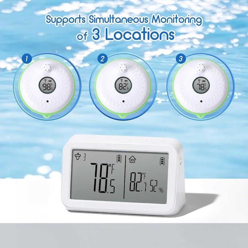 IBS-P02R Floating Pool Thermometer Set Wireless Pool Thermometer with Indoor Temperature and Humidity Monitor IPX7 Waterproof For Swimming Pools Hot Tubs Small Ponds Aquariums - Image 4
