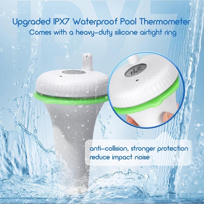 IBS-P02R Floating Pool Thermometer Set Wireless Pool Thermometer with Indoor Temperature and Humidity Monitor IPX7 Waterproof For Swimming Pools Hot Tubs Small Ponds Aquariums - Image 5