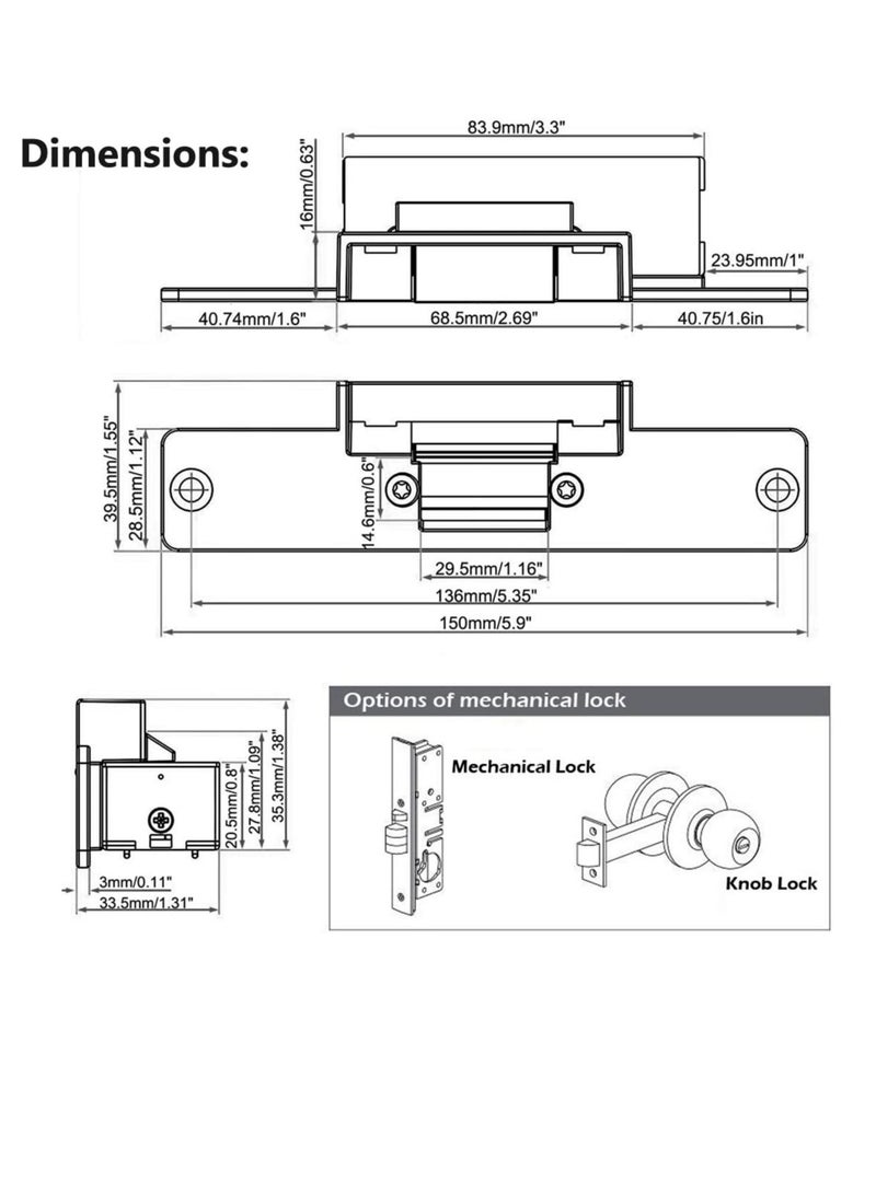 أغيمنكس قفل باب السلامة الكهربائية فشل نظام مراقبة الدخول الجمود أو أسطواني قفل - Image 4