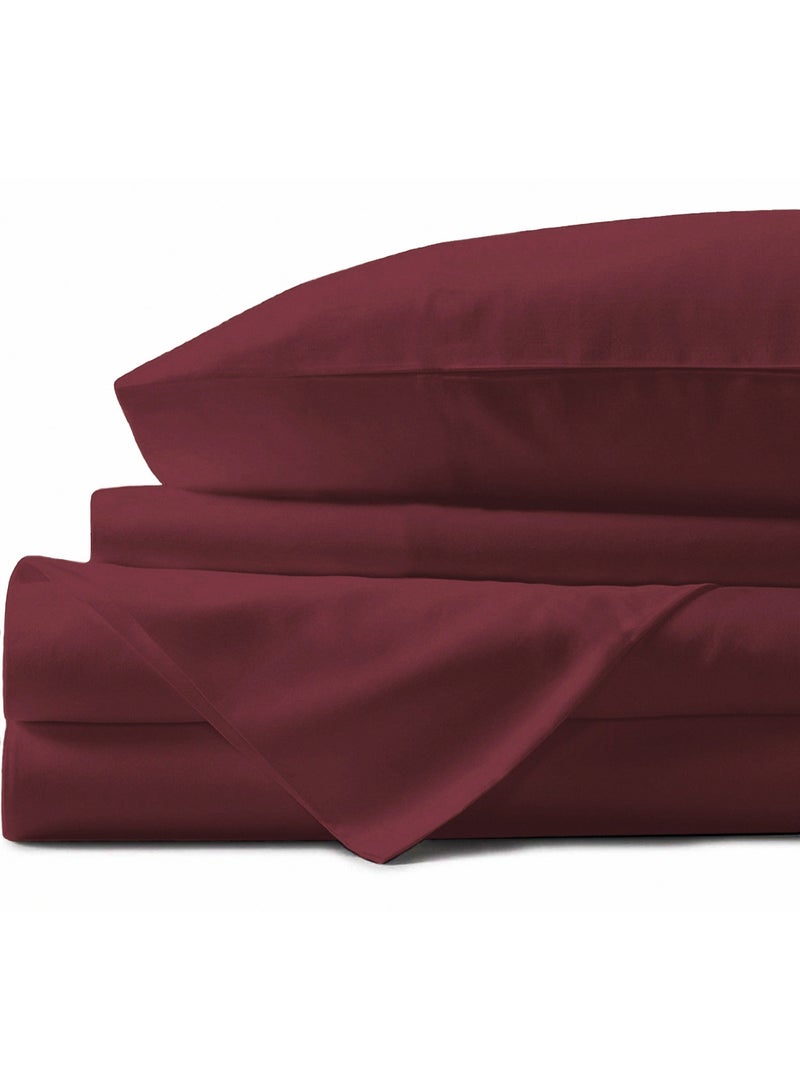 Lavish Touch Thread Count - 100% Cotton Double Brushed Flannel Sheet Set - 170 GSM Heavyweight, Deep Pockets, Pre-Shrunk & Anti-Pill, All Around Elastic – Twin - Wine - Image 1
