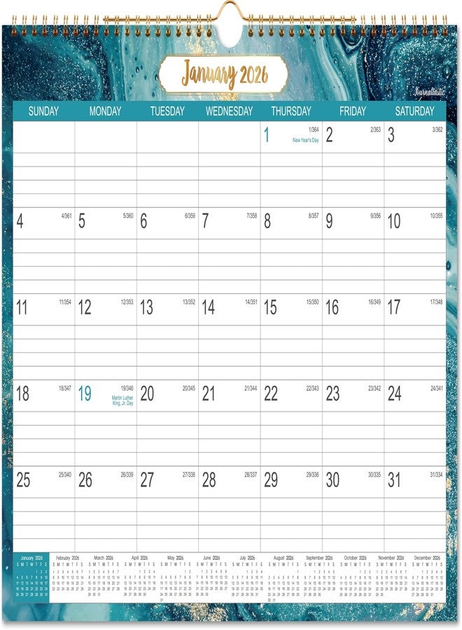Journaltastic 2026 Calendar - 2026 Wall Calendar with Julian Date, January 2026 - December 2026, Twin-Wire-Bound, 14.76”x 11.6”, Thick Paper Perfect for Organizing & Planning, 6 Different Background Patterns - Image 1