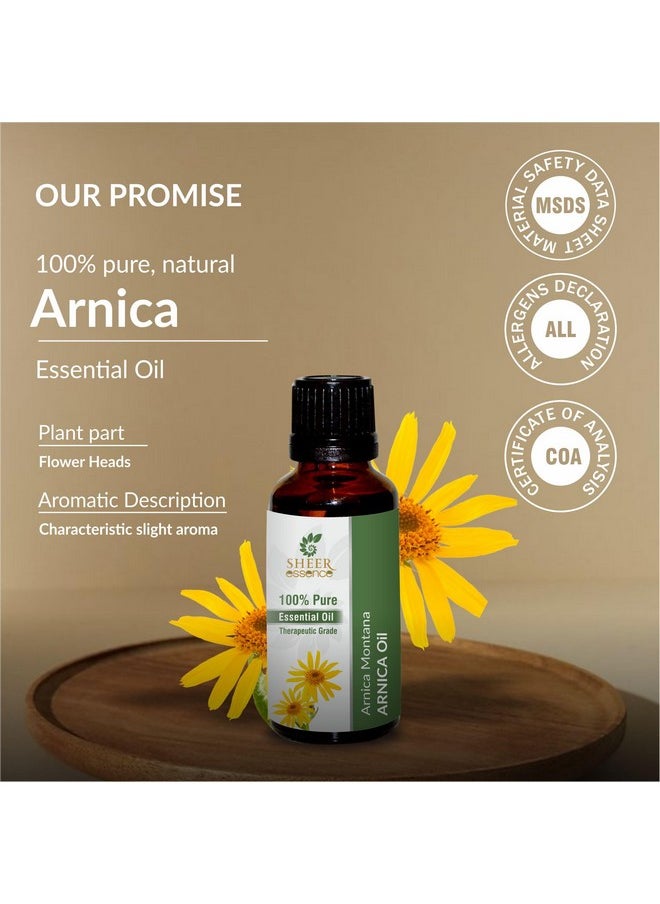 Sheer Essence - Arnica Essential Oil 100% Pure, Natural And Cold Pressed Therapeutic Grade Arnica Montana Massage Oil For Skin, Hair, Aromatherapy & Diy 4 Fl. Oz. (118 Ml) - Image 1