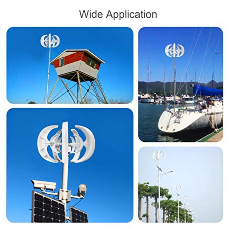 12V 1200W Wind Generator with Charger Controller 5 Blades Minitype Lantern Wind Turbine Generator Kit Clear Energy Windmill for Home Highways Boats - Image 3