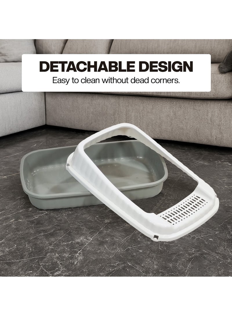 أن ان سي بيتس صندوق قمامة قطط شبه مغلق مع مغرفة قمامة، جوانب عالية، تصميم شبكي، وتصميم قابل للفصل، مرحاض قطط متين وخفيف الوزن، مناسب للاستخدام الداخلي/الخارجي، سهل التنظيف، 49 سم (رمادي) - Image 4