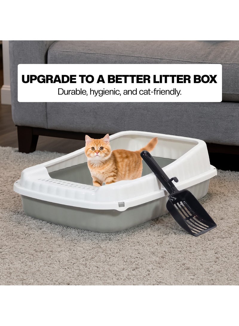 أن ان سي بيتس صندوق قمامة قطط شبه مغلق مع مغرفة قمامة، جوانب عالية، تصميم شبكي، وتصميم قابل للفصل، مرحاض قطط متين وخفيف الوزن، مناسب للاستخدام الداخلي/الخارجي، سهل التنظيف، 49 سم (رمادي) - Image 5