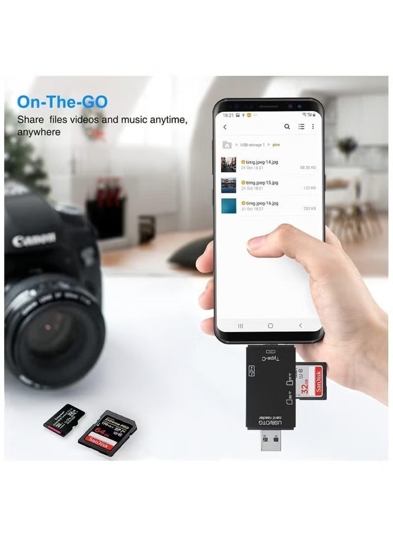 FLOWING SD Card Reader, 6-in-1 USB C/Micro/USB Memory Reader Camera Viewer - Image 2