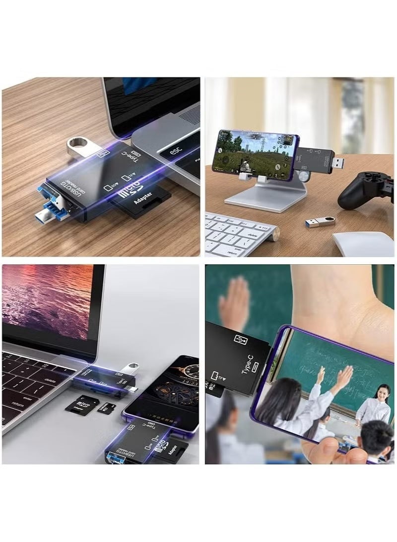 FLOWING SD Card Reader, 6-in-1 USB C/Micro/USB Memory Reader Camera Viewer - Image 3