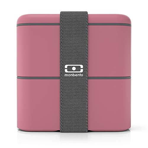 monbento - Large Bento Lunch Box MB Square Blush with 2 Compartments - 57 oz - Leakproof Lunch Box for Work/Picnic/Meal Prep - BPA Free - Microwave & Dishwasher Safe - Pink - Image 2