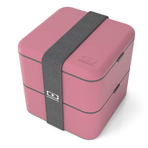 monbento - Large Bento Lunch Box MB Square Blush with 2 Compartments - 57 oz - Leakproof Lunch Box for Work/Picnic/Meal Prep - BPA Free - Microwave & Dishwasher Safe - Pink - Image 5