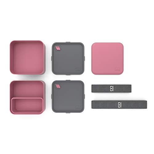 monbento - Large Bento Lunch Box MB Square Blush with 2 Compartments - 57 oz - Leakproof Lunch Box for Work/Picnic/Meal Prep - BPA Free - Microwave & Dishwasher Safe - Pink - Image 3