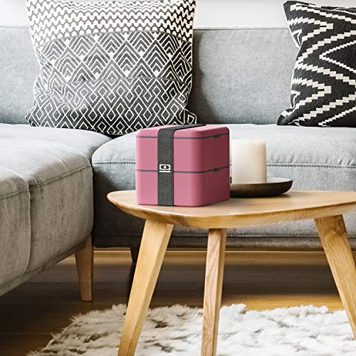 monbento - Large Bento Lunch Box MB Square Blush with 2 Compartments - 57 oz - Leakproof Lunch Box for Work/Picnic/Meal Prep - BPA Free - Microwave & Dishwasher Safe - Pink - Image 4