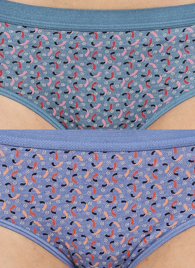 Red Rose Women Pack of 3 Assorted Cotton Hipster Briefs with Outer Elastic Waistband - Image 5