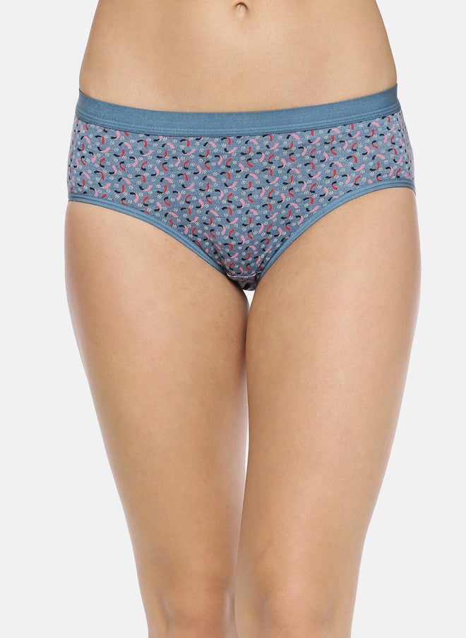 Red Rose Women Pack of 3 Assorted Cotton Hipster Briefs with Outer Elastic Waistband - Image 2