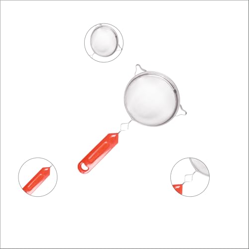 ProKart Premium Stainless Steel (16 Cm) Soup & Juice Strainer/Liquid Filter for Kitchen Use | Soup Chalni with Red Handle for Tea, Coffee, Milk, Rice & Juice Use (Steel Strainer- Pack of 1) - Image 2