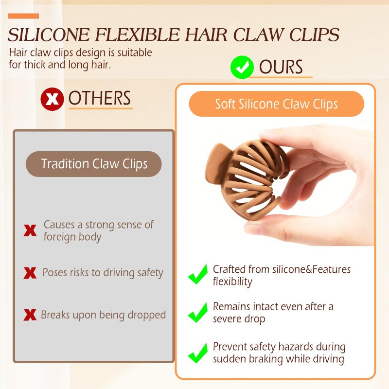 Glaudmeiss 4 PCS Cloud Claw Clips for Women, Unsnappable Soft Hair Claws for Lying Down & Driving |Strong Hold Hair Claws for Thick Curly Hair | Cozy Hair Accessories for Sleeping & Travel - Image 3
