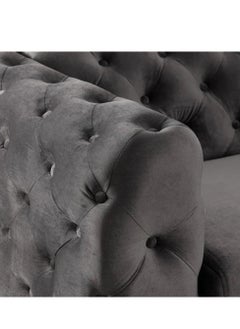 Wooden Twist Wooden Twist Modern Elegant Button Tufted Design 3 Seater Sofa with Comfortable Cushions ( Grey )  - Image 2