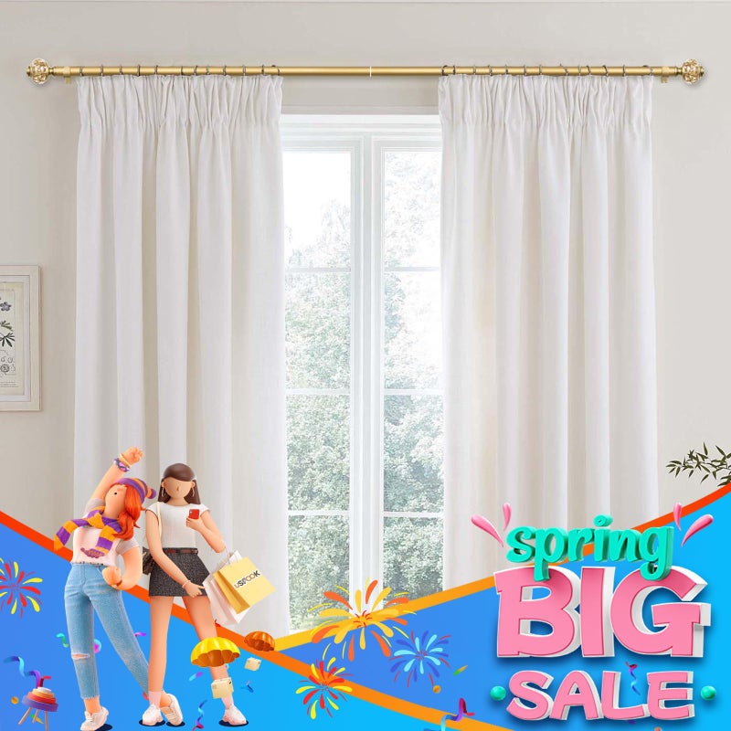 USFOOK 1 Inch Gold Curtain Rods for Windows 72 to 144 Inches (6 to 12 ft), USFOOK Telescoping Single Drapery Rod, Decorative Curtain Rod with Luxury Translucent Finials - Image 3
