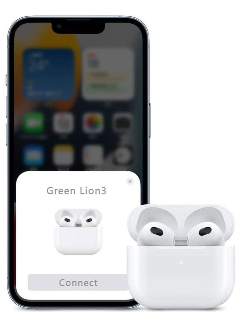 GREEN LION True Wireless Earbuds 3 G1 / BT 5.0 Version / Intelligent Touch Control / Comfortable to Wear / Wireless Charging Capabilities / POP-UPS & Auto Pairing / 10M Distance Range - White - Image 3