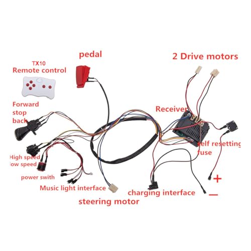 weelye 12 Volt Children Electric Car DIY Modified Wires and Switch Kit,with 2.4G Bluetooth Remote Control and Receiver,for Children Electric Ride On Car Accessories - Image 2