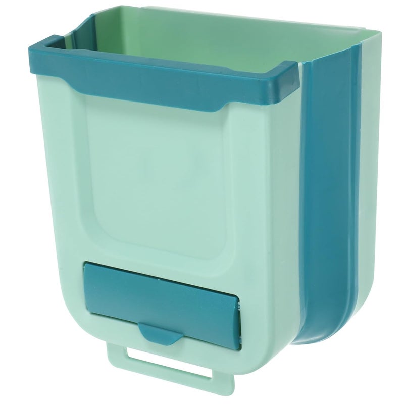 Hanging Kitchen Wall Trash Can 7l Foldable Garbage Bin Green Small Kitchen Waste Basket Space-Saving Compost Container for Home Storage and Organization - Image 1