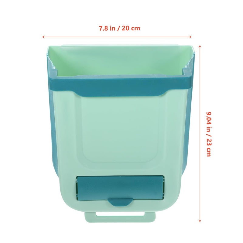Hanging Kitchen Wall Trash Can 7l Foldable Garbage Bin Green Small Kitchen Waste Basket Space-Saving Compost Container for Home Storage and Organization - Image 2