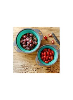 MIRFA Food-Grade Silicone Round Collapsible Colander Kitchen Strainer (2Pcs - Blue)  - Image 2