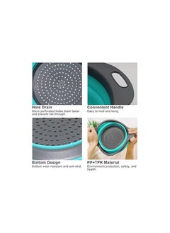 MIRFA Food-Grade Silicone Round Collapsible Colander Kitchen Strainer (2Pcs - Blue)  - Image 3