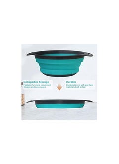 MIRFA Food-Grade Silicone Round Collapsible Colander Kitchen Strainer (2Pcs - Blue)  - Image 4
