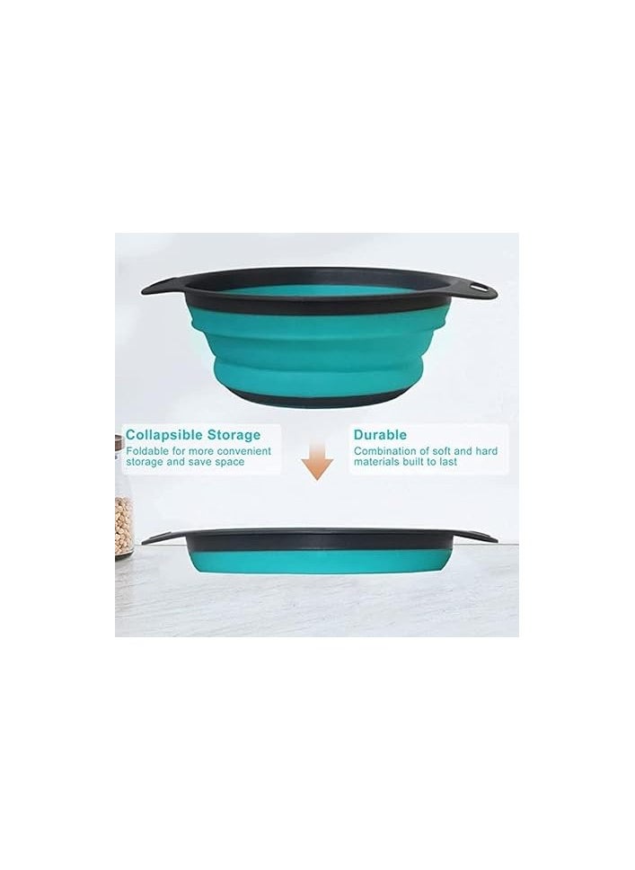 MIRFA Food-Grade Silicone Round Collapsible Colander Kitchen Strainer (2Pcs - Blue)  - Image 4