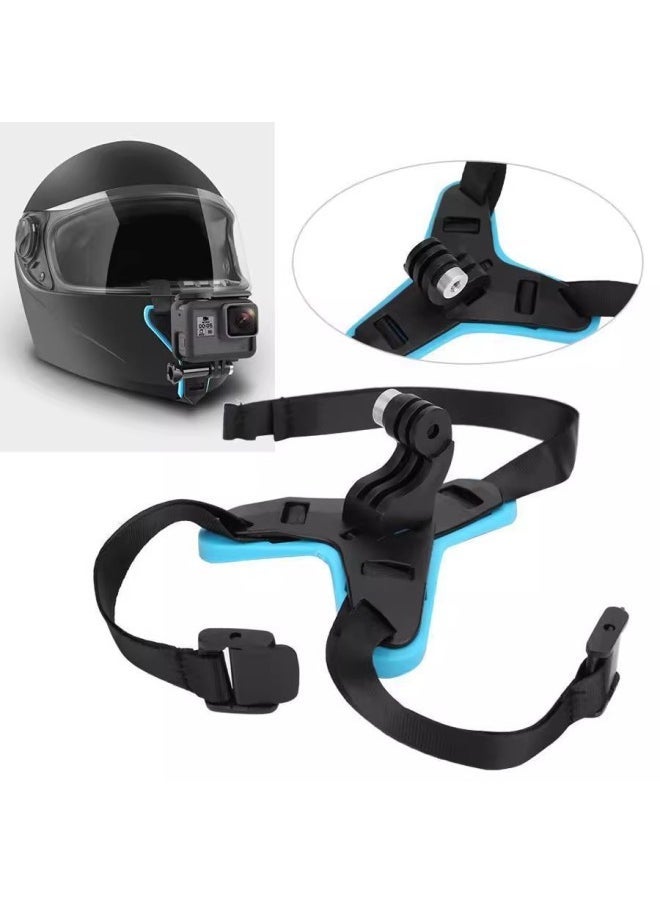 Sports Camera Helmet Chin Bracket Gopro11/10/9/7/6 Dajiang Riding Shooting Strap Fixed Accessories-Color:Blue - Image 2