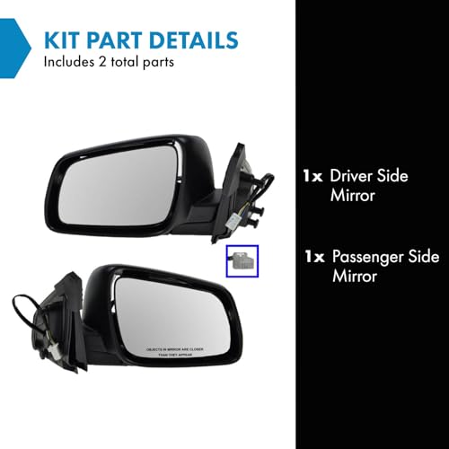 TRQ 2 Piece Driver and Passenger Side Mirror Assembly Set Electric Adjustment Heated No Memory Textured Compatible with 2008-2014 Mitsubishi Lancer MI1320132 MI1321132 - Image 2