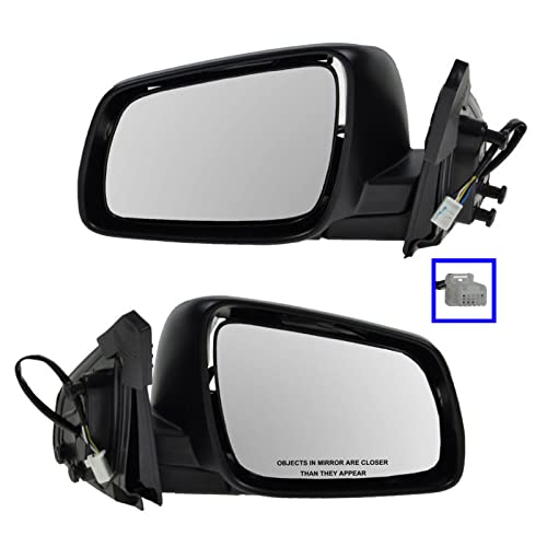 TRQ 2 Piece Driver and Passenger Side Mirror Assembly Set Electric Adjustment Heated No Memory Textured Compatible with 2008-2014 Mitsubishi Lancer MI1320132 MI1321132 - Image 1