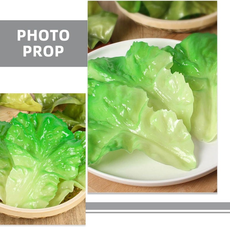 6pcs Realistic Simulation Lettuce Leaf Vegetable Props Set, Lifelike Artificial Leaves for Restaurant Decor and Home Kitchen Display - Image 3