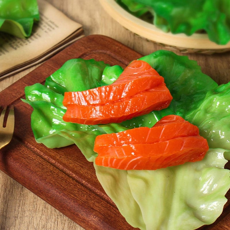 6pcs Realistic Simulation Lettuce Leaf Vegetable Props Set, Lifelike Artificial Leaves for Restaurant Decor and Home Kitchen Display - Image 4