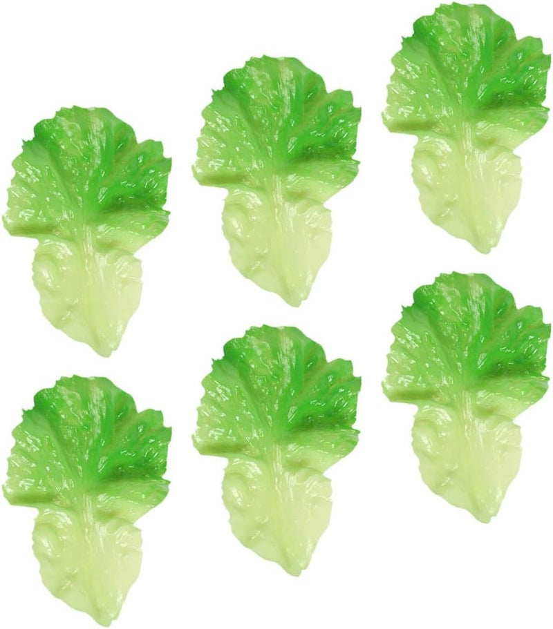 6pcs Realistic Simulation Lettuce Leaf Vegetable Props Set, Lifelike Artificial Leaves for Restaurant Decor and Home Kitchen Display - Image 1