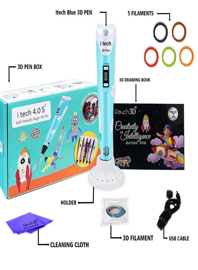 WOL 3D WOL3D I Tech (Blue) Magic 3D Pen with 5 in 1 (5 M) for 3D Printing with Speed Control, Advanced Temperature Regulation, OLED Display & Ergonomic Design – Compatible. - Image 2