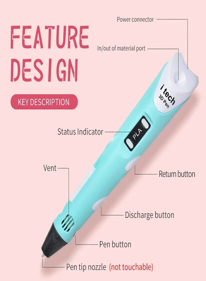 WOL 3D WOL3D I Tech (Blue) Magic 3D Pen with 5 in 1 (5 M) for 3D Printing with Speed Control, Advanced Temperature Regulation, OLED Display & Ergonomic Design – Compatible. - Image 5
