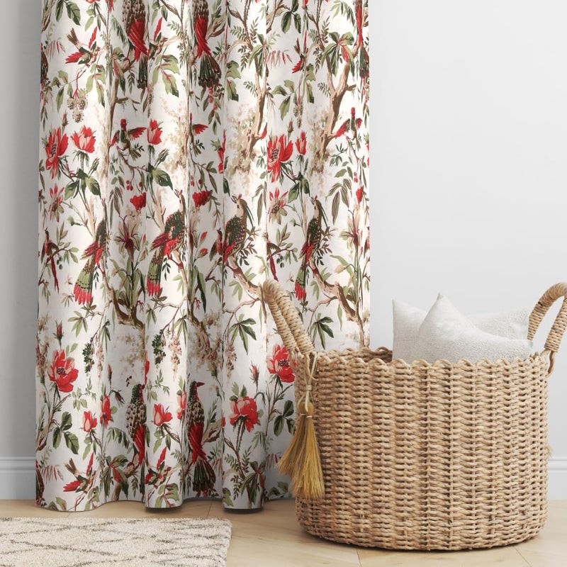 EasyGoods 240 TC Cotton Anokhi Printed Windows Curtains with Grommets Room Darkening Curtains for Living Room Bedroom Home 5ft375ft Off White Red - Image 1