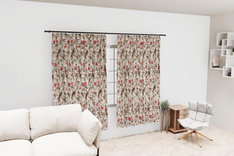 EasyGoods 240 TC Cotton Anokhi Printed Windows Curtains with Grommets Room Darkening Curtains for Living Room Bedroom Home 5ft375ft Off White Red - Image 5