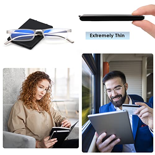 SKYOAK Evolved Folding Reading Glasses For Women Men Blue Light Blocking Anti UV Eyestrain Foldable Portable Compact Readers with Flat Hard Case Pocket Computer glasses 2.5 CLEAR - Image 2