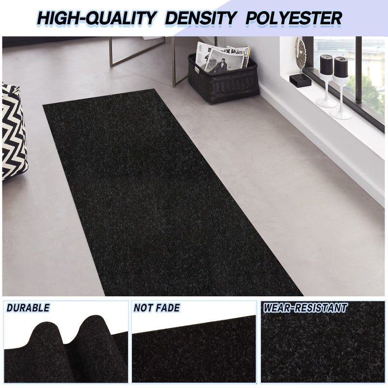 Weidear Custom Size Backed Non-Slip Area Rugs Runner, Easy Clean, Waterproof Runner Rugs for Hallway Entryway, Kitchen, Laundry, 2FT x 6FT, Black - Image 2
