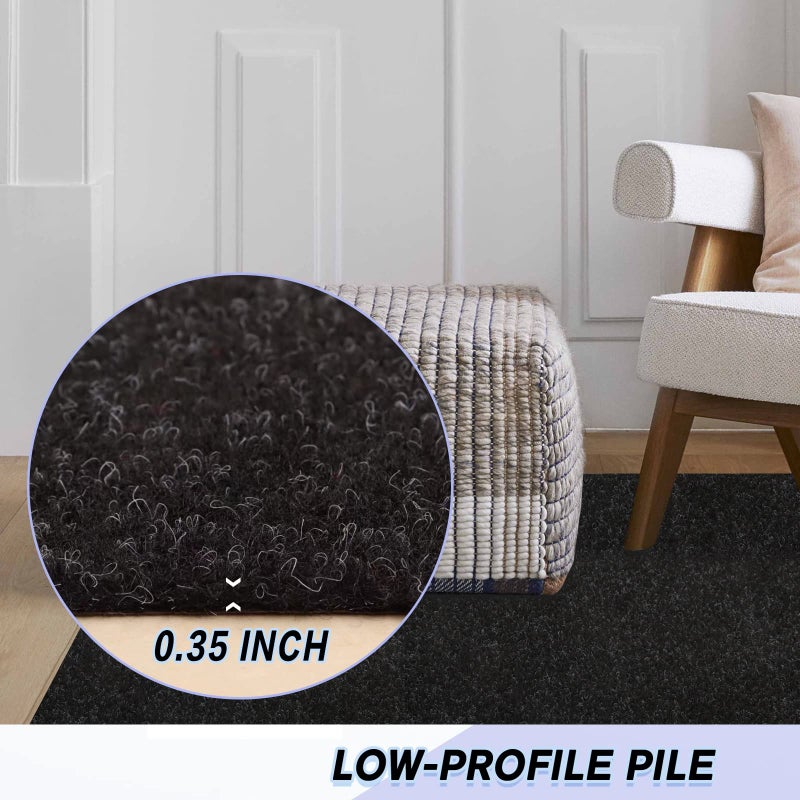 Weidear Custom Size Backed Non-Slip Area Rugs Runner, Easy Clean, Waterproof Runner Rugs for Hallway Entryway, Kitchen, Laundry, 2FT x 6FT, Black - Image 3