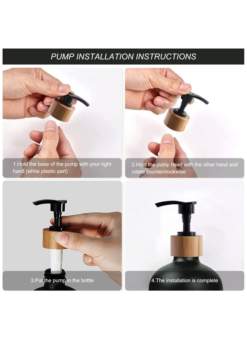 Generic Soap Dispenser Set with bamboo tray, Glass Hand Soap Dispenser and Glass Dish Soap Dispenser, Kitchen Soap Dispenser Set Decor, Refillable Hand Soap and Dish Soap Dispenser for Bathroom and Kitchen, liquid soap glass bottle, Modern Farmhouse Decor  - Image 4