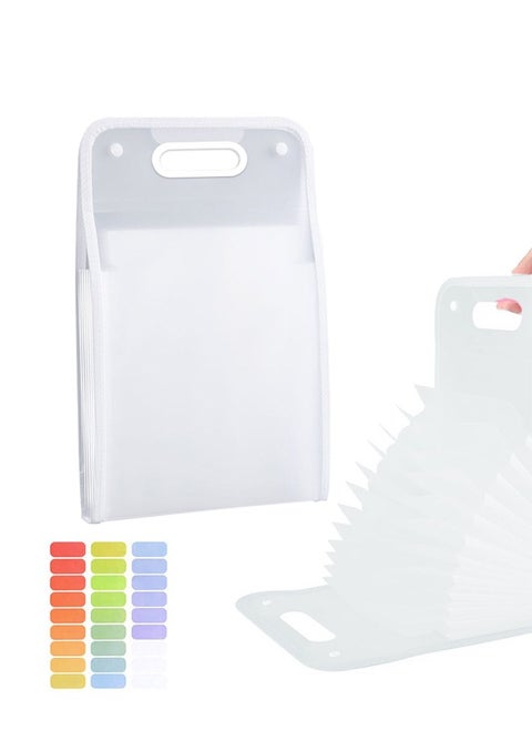 13 Pockets Expanding File Folder with Labels A4 Expanding File Vertical with Portable Receipt Document Organizer for Office School,9.61" X 14.76"