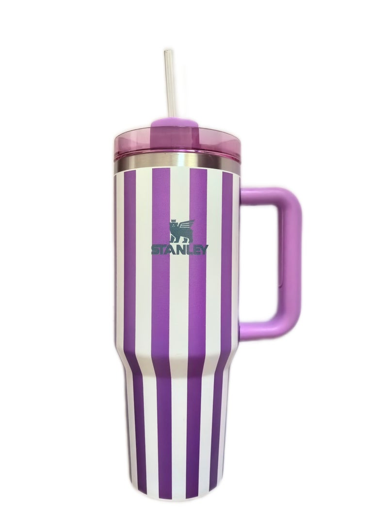 Stanley 40oz Quencher H2.0 Flowstate Stainless Steel Vacuum Insulated Tumbler with Lid and Straw for Water, Iced Tea or Coffee, Smoothie and More,Cream (Purple) - Image 1