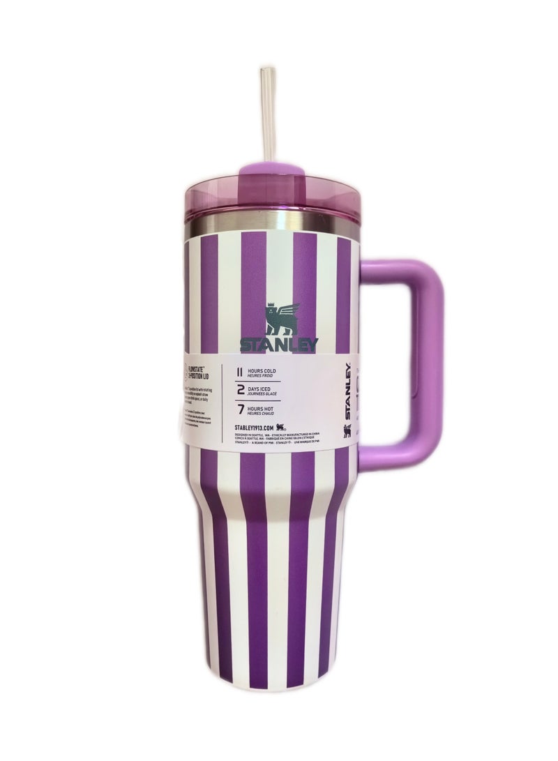 Stanley 40oz Quencher H2.0 Flowstate Stainless Steel Vacuum Insulated Tumbler with Lid and Straw for Water, Iced Tea or Coffee, Smoothie and More,Cream (Purple) - Image 2