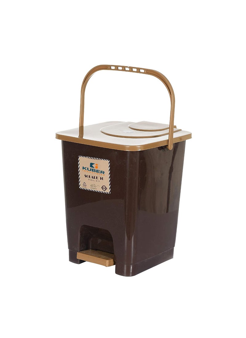Kuber Industries Kuber Industries StepOn Pedal Dustbin With LidPlastic Dustbin for Kitchen Bedroom BathroomHeavy Duty Waste Bin Dark Brown  - Image 2