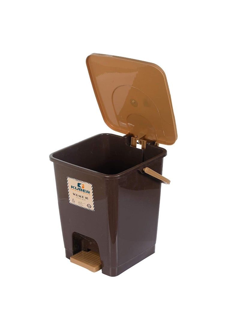 Kuber Industries Kuber Industries StepOn Pedal Dustbin With LidPlastic Dustbin for Kitchen Bedroom BathroomHeavy Duty Waste Bin Dark Brown  - Image 1