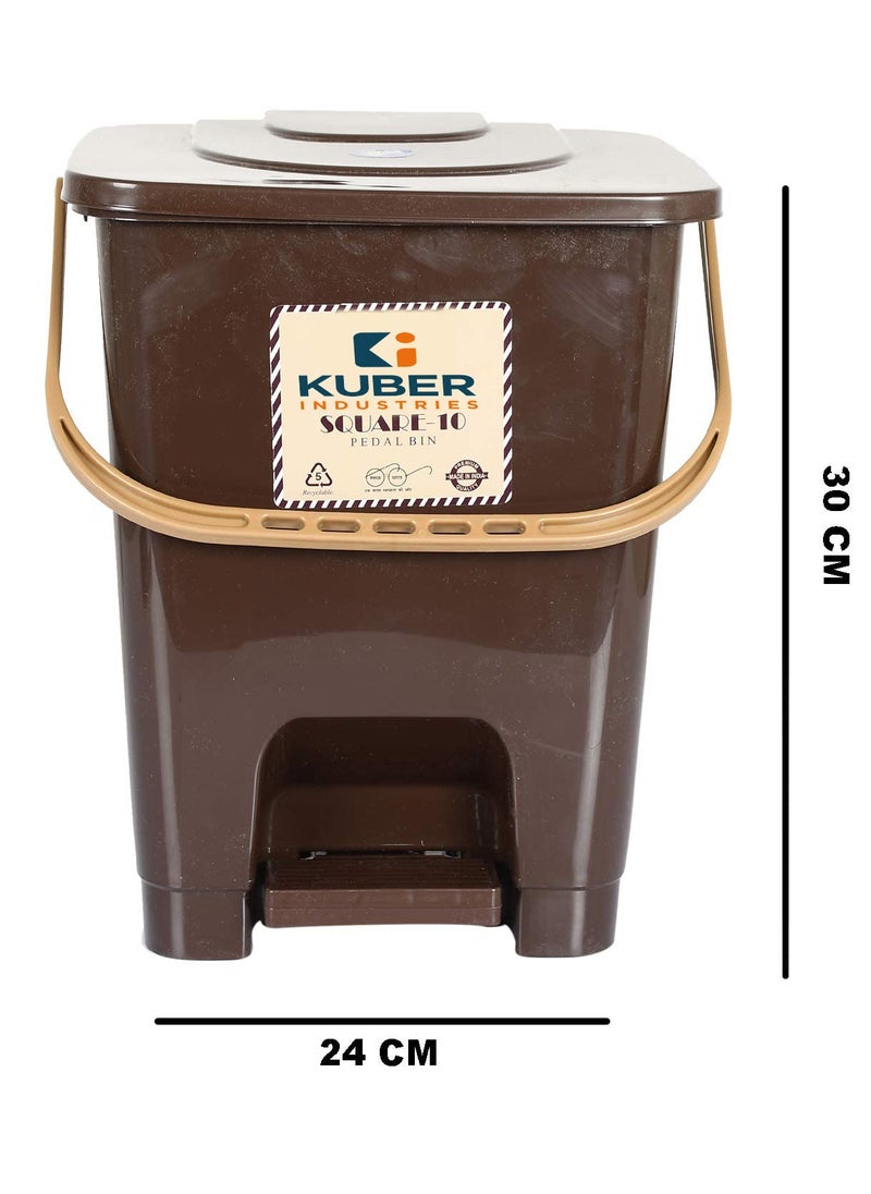 Kuber Industries Kuber Industries StepOn Pedal Dustbin With LidPlastic Dustbin for Kitchen Bedroom BathroomHeavy Duty Waste Bin Dark Brown  - Image 5